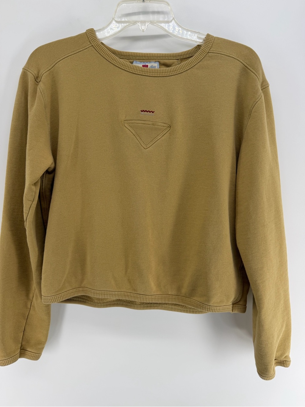 Women's Ton Sur Ton Crewneck Sweater in Tan with Subtle Stitch Detail
